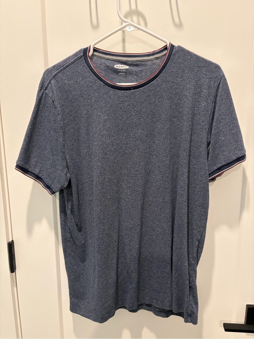 Old Navy Men's Navy Heather Short-Sleeve Crew with Contrast Trim